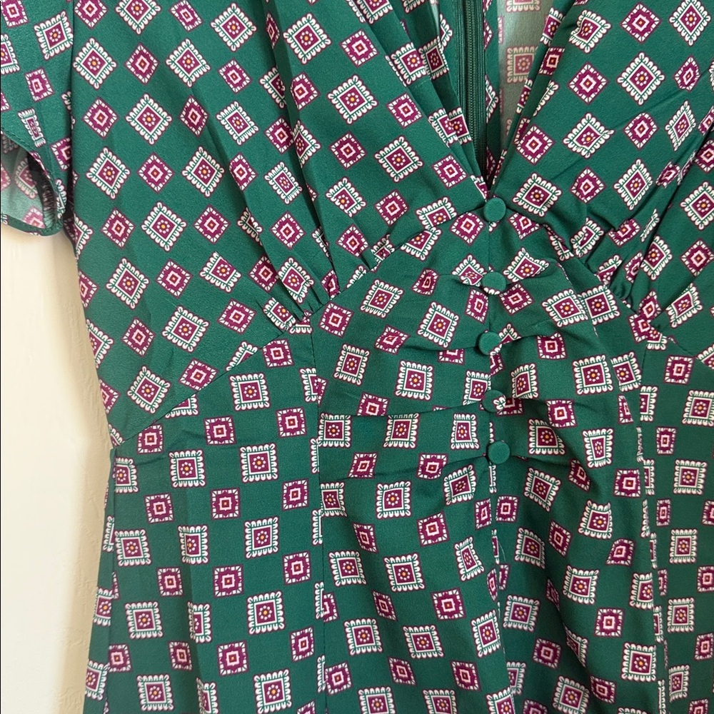 Sandro Paris Adano Square Print Crepe Midi Dress Size 2 - Picture 8 of 15